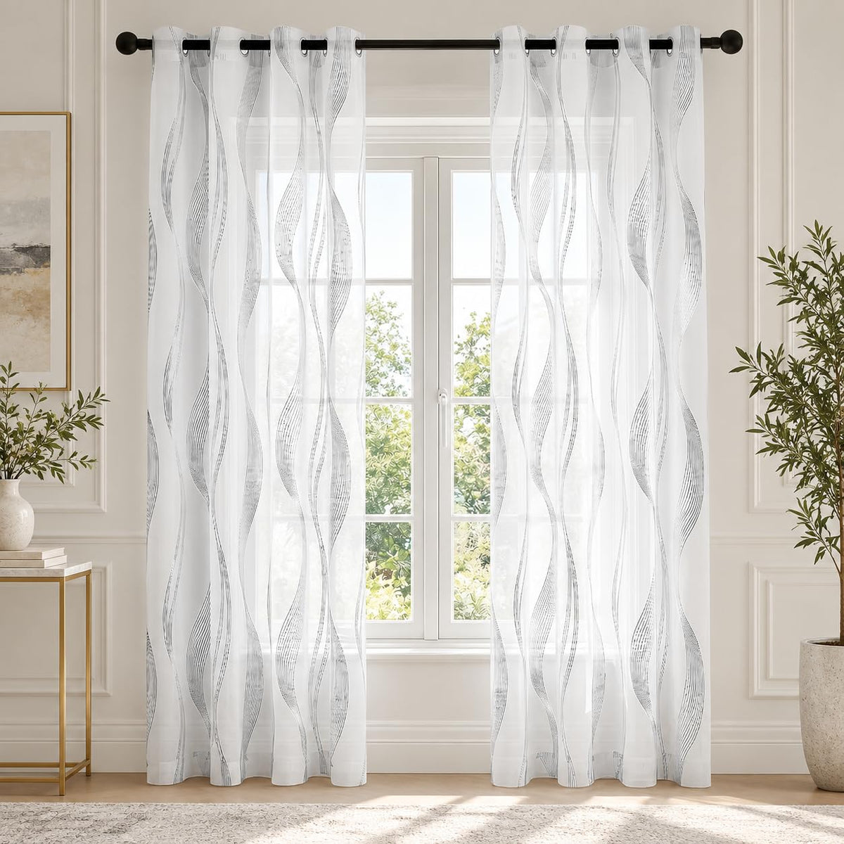 Deconovo Light Filtering Sheer Curtains 72 Inches Long for Living Room