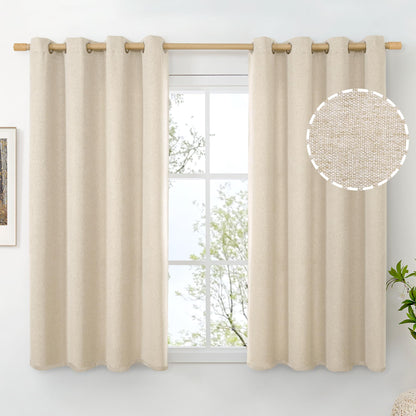 BGment Oatmeal Linen Curtains 84 Inch Length 2 Panels Set for Living Room