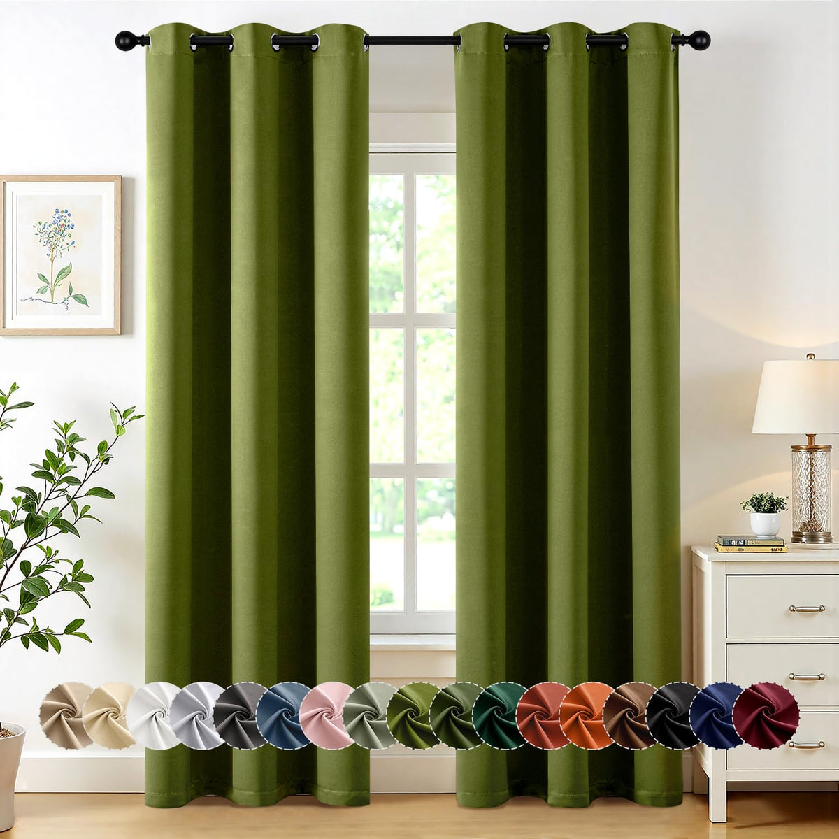 MIULEE Blackout Curtains for Bedroom 2 Panels 40 x 63 Inch Long Black