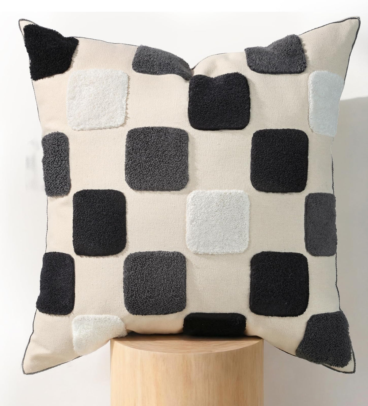 Fall Embroidered Throw Pillow Cover 18x18 Inch, Brown Striped
