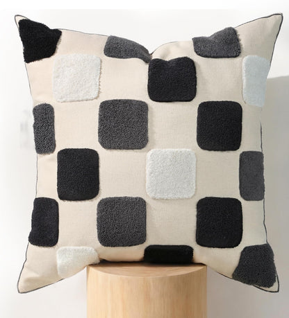 Fall Embroidered Throw Pillow Cover 18x18 Inch, Brown Striped