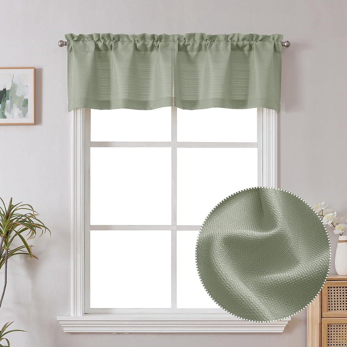 Chyhomenyc White Curtains 45 Inch Length 2 Panels, Faux Linen Textured