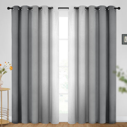 SimpleHome Ombre Black to Grey White Curtains for Living Room 52Wx84L