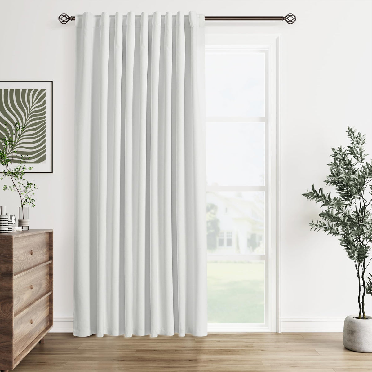Guken Cream Linen Blackout Curtains 84 Inch Length 2 Panels Set for Living Room Bedroom Back Tab Thermal Insulated 100% Black Out Drapes Room Darkening Window Curtain Ivory Natural Beige