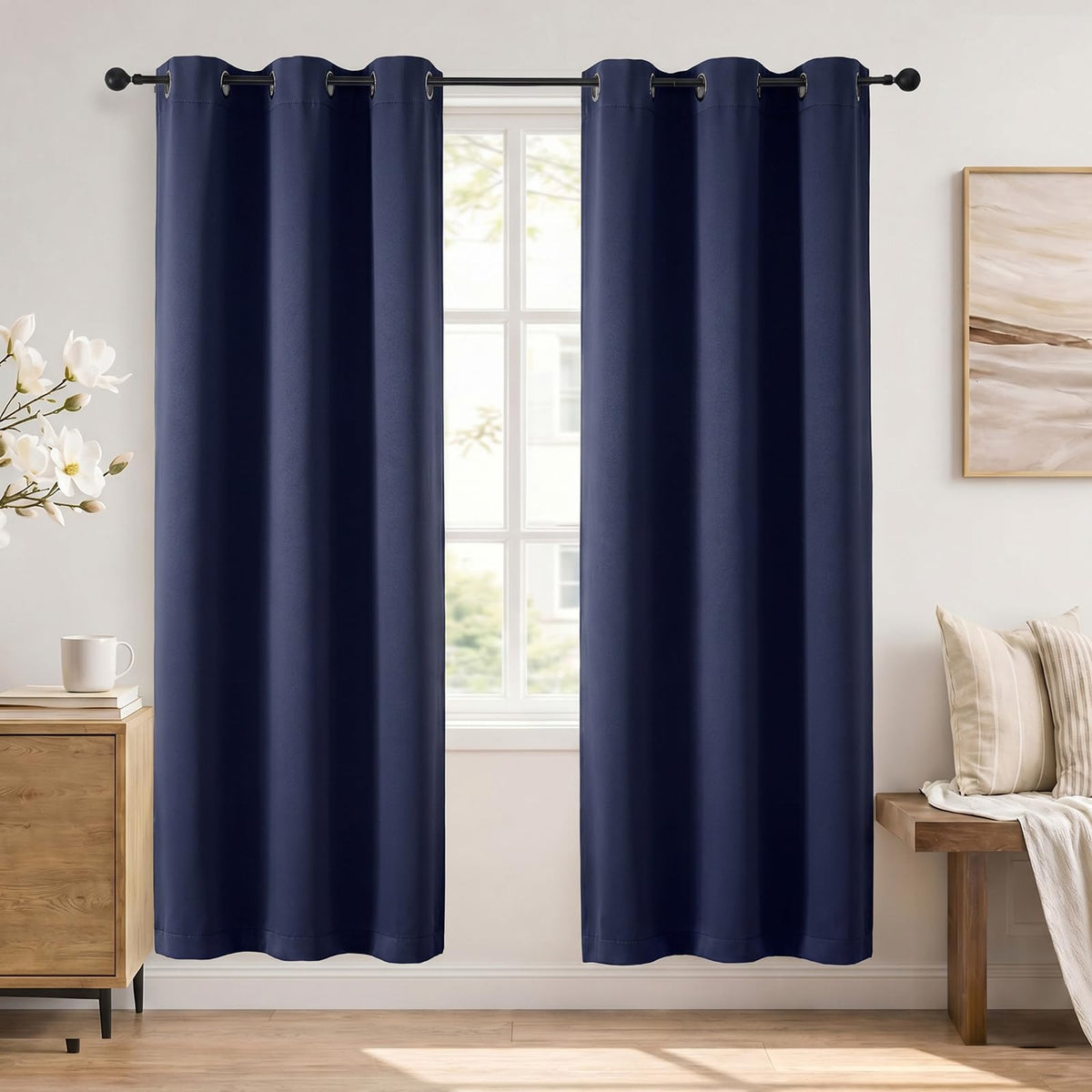 Simplebrand Sage Green Blackout Curtains 84 Inch Length 2 Panels Set for Bedroom/Living Room, Solid Room Darkening Thermal Insulated Grommet Energy Saving Window Treatment Drapes, Each 52" Wide