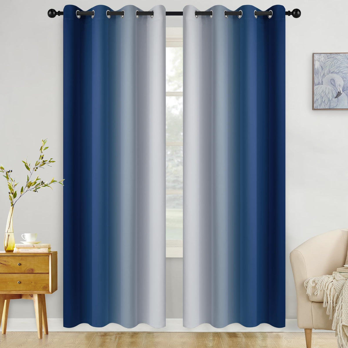 COSVIYA Grommet Room Darkening Ombre Purple Curtains W52xL63 inch