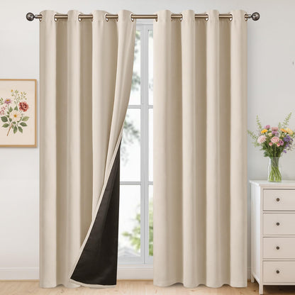 YoungsTex Black Blackout Curtains for Bedroom, Thermal Drapes Heat Blocking