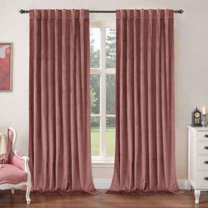 BGment Olive Green Velvet Blackout Curtains 52 x 84 Inch Length, 2 Panels