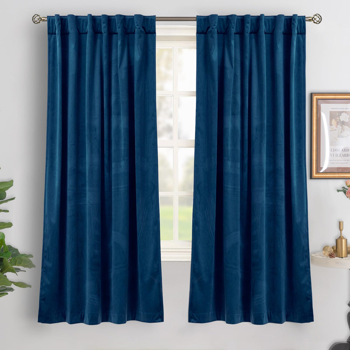 BGment Olive Green Velvet Blackout Curtains 52 x 84 Inch Length, 2 Panels