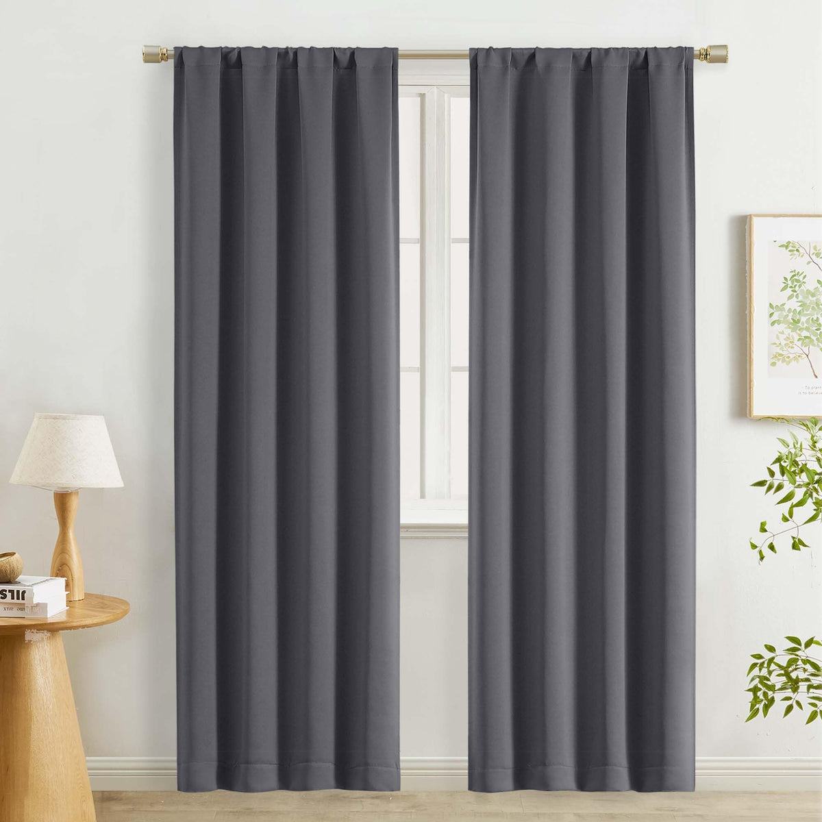 Lecloud Sage Green Room Darkening Curtains 54 Inch Length 2 Panels, Window Curtains for Bedroom, Energy Thermal Insulating Rod Pocket Curtain Drapes for Small Window, 40" W x 54" L