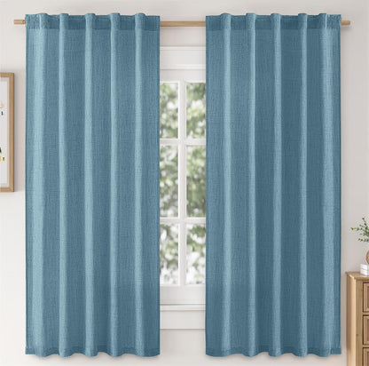 MIULEE Faux Linen Curtains 84 Inch Length 2 Panels Natural Semi Sheer Curtain with Back Tab Rod Pocket, Light Filtering Window Privacy Burlap Drapes for Living Room Bedroom 42W x 84L Linen