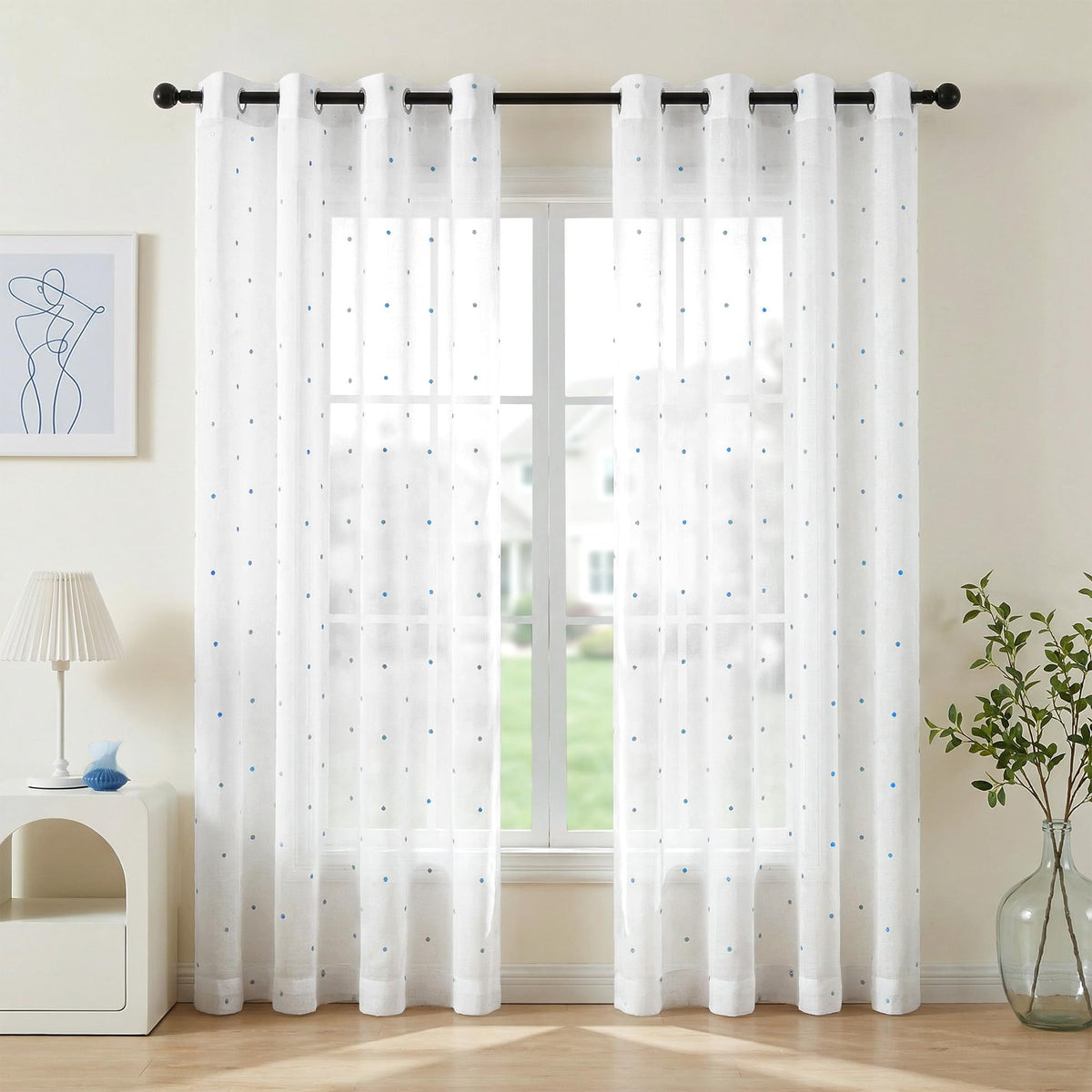 Deconovo Light Filtering Sheer Curtains 72 Inches Long for Living Room