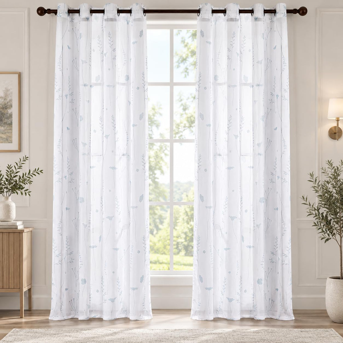 Deconovo Light Filtering Sheer Curtains 72 Inches Long for Living Room