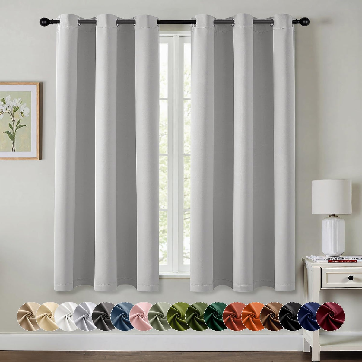 MIULEE Blackout Curtains for Bedroom 2 Panels 40 x 63 Inch Long Pink
