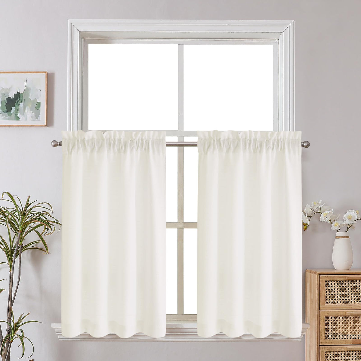 Chyhomenyc White Curtains 84 Inch Length 2 Panels 40Wx84L inches
