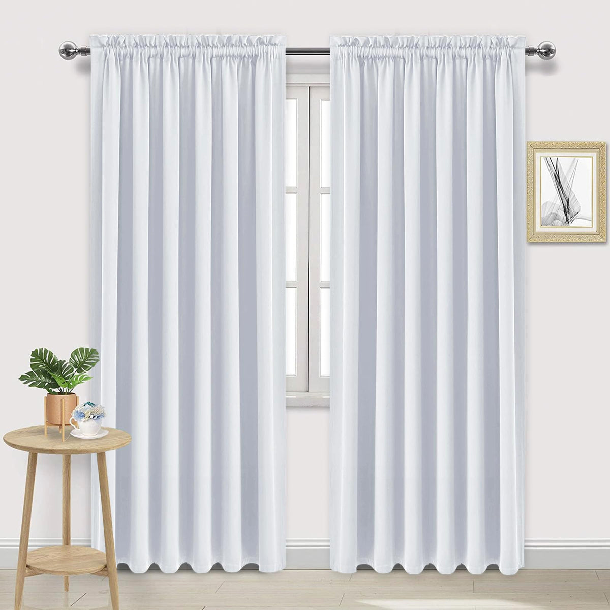 DWCN Blackout Curtains for Bedroom Living Room 42 x 63 Inch Long Black