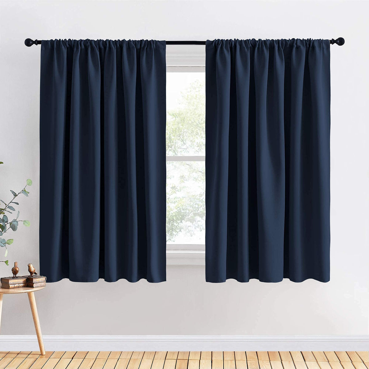 PONY DANCE Black Out Curtains 72 inch Long, Black, 2 Panels