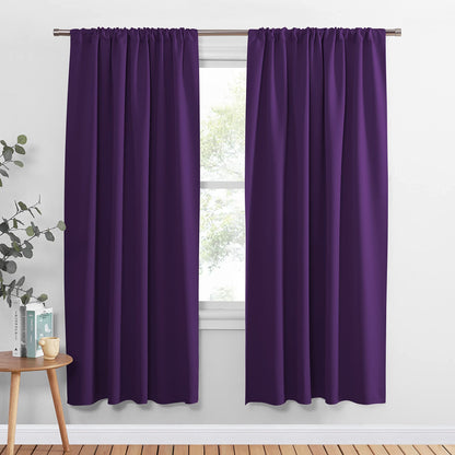 PONY DANCE Black Out Curtains 72 inch Long, Black, 2 Panels