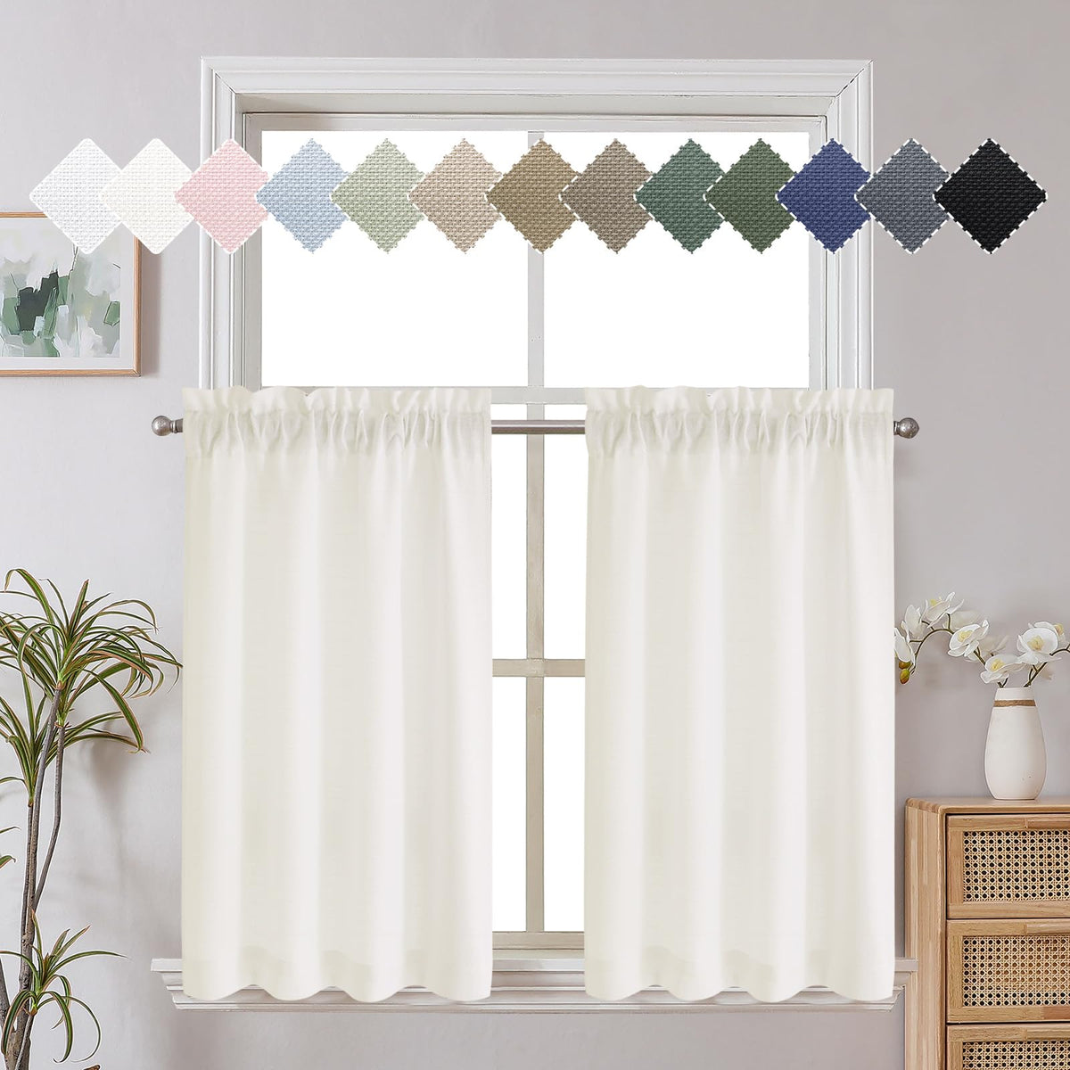 Chyhomenyc White Curtains 84 Inch Length 2 Panels 40Wx84L inches