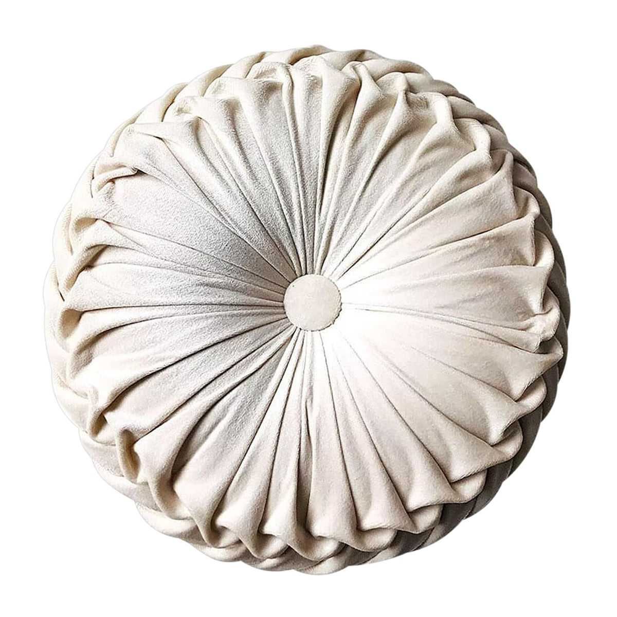 Teieas Round Throw Pillow Velvet Pleated Round Pillow Cushion Light Blue