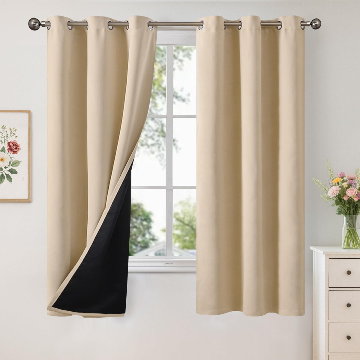 YoungsTex Black Blackout Curtains for Bedroom, Thermal Drapes Heat Blocking