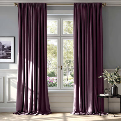 MIULEE Dusty Rose Pink Velvet Room Darkening Curtains for Bedroom W52 x L84