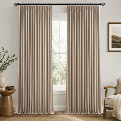 MIULEE Natural Pinch Pleated 100% Blackout Linen Curtains 40x84 Inches
