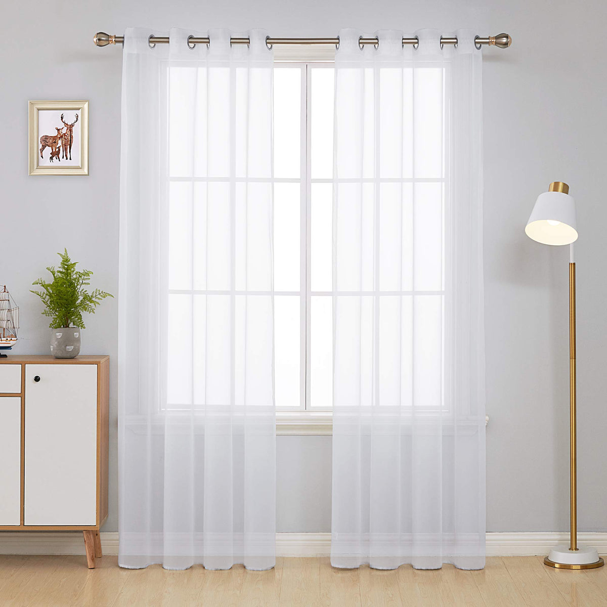 Deconovo Light Filtering Sheer Curtains 72 Inches Long for Living Room