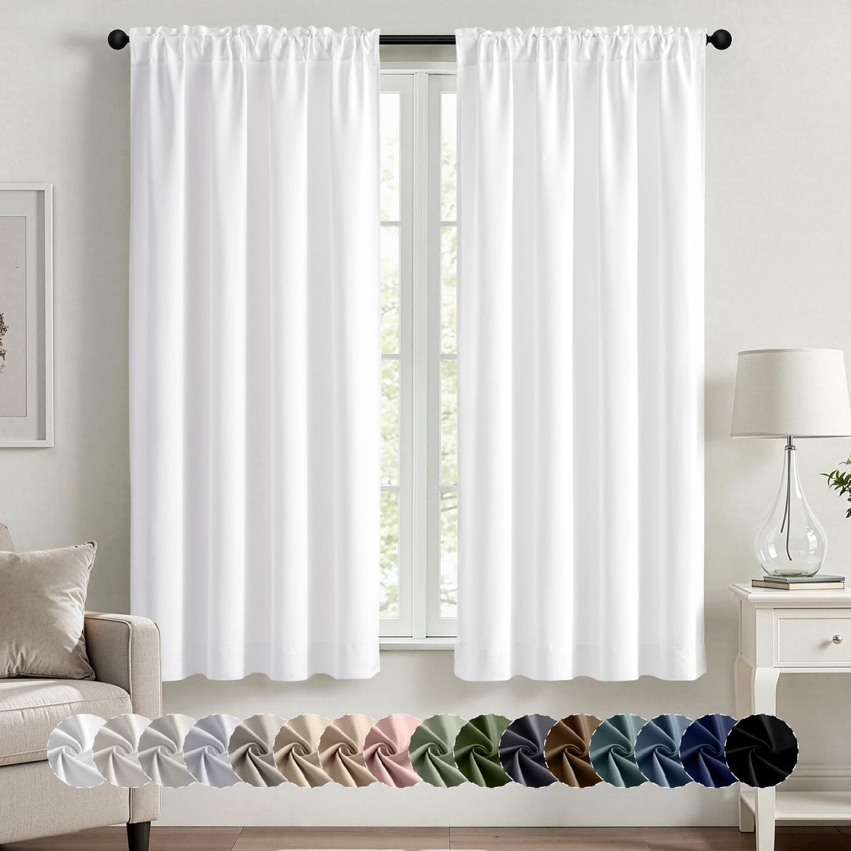 MIULEE Stone Blue Blackout Curtains for Bedroom Living Room 40"x63" 2 Panel