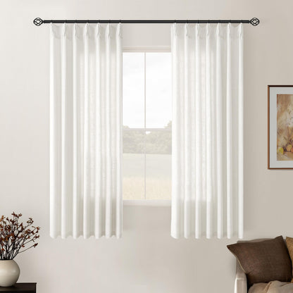 TWODRAPES Natural Pinch Pleated Linen Semi Sheer 84 Inch Curtains 2 Panels