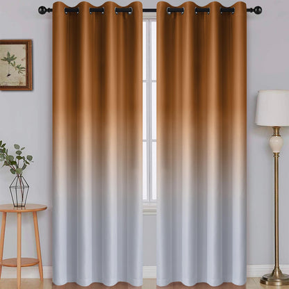 SimpleHome Ombre Black to Grey White Curtains for Living Room 52Wx84L