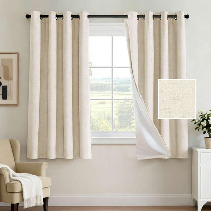 H.VERSAILTEX 100% Blackout Curtains for Bedroom 84 Inches Long Grommet Linen Face Full Light Blocking Curtain Drapes for Living Room Thermal Linen Look Curtains 2 Panels Set, 52" W x 84" L, Navy