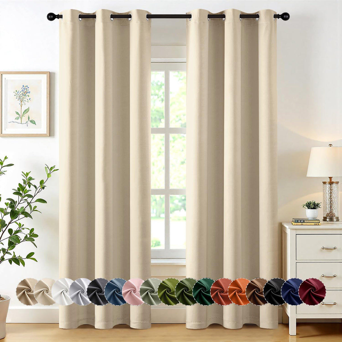 MIULEE Blackout Curtains for Bedroom 2 Panels 40 x 63 Inch Long Pink