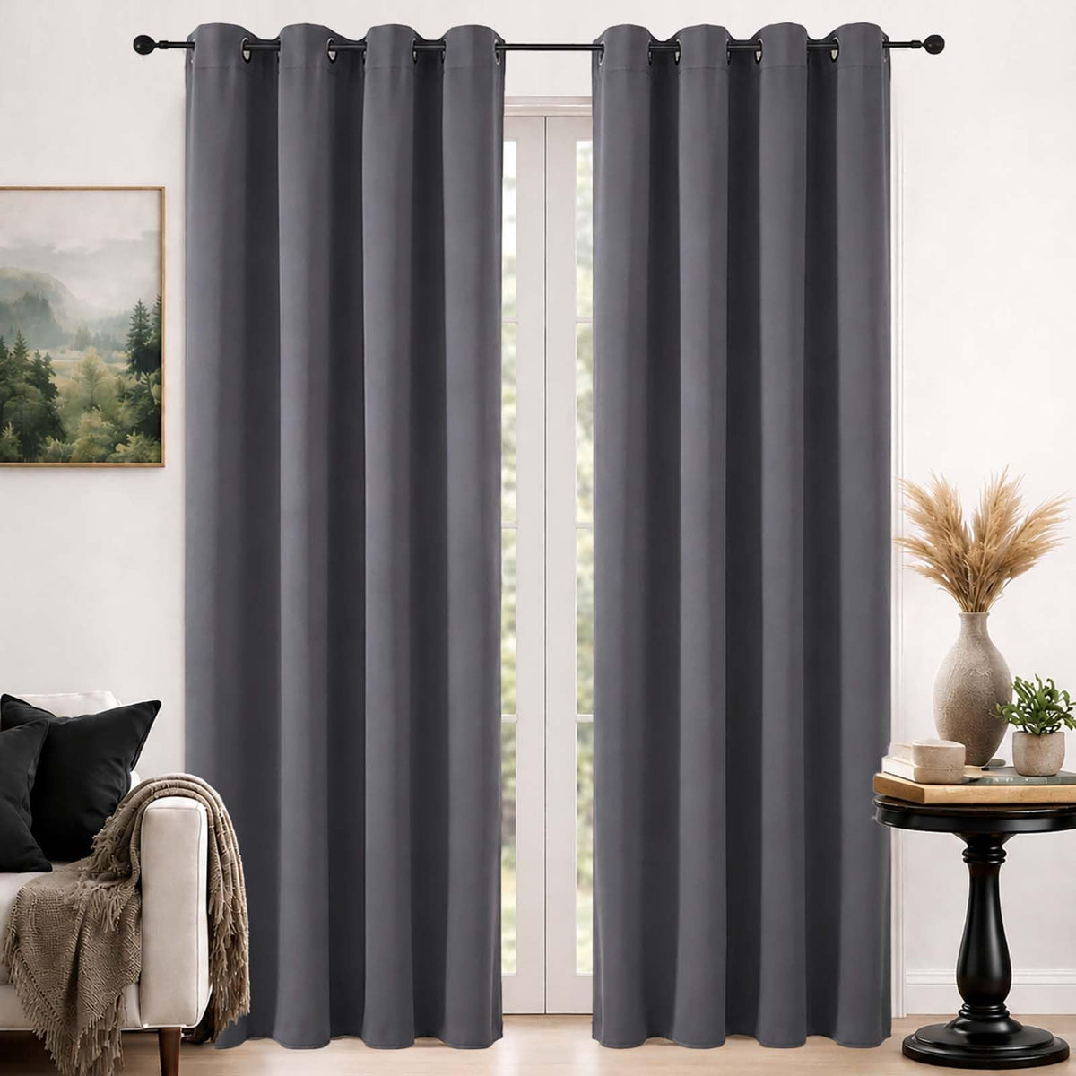 Simplebrand Sage Green Blackout Curtains 84 Inch Length 2 Panels Set for Bedroom/Living Room, Solid Room Darkening Thermal Insulated Grommet Energy Saving Window Treatment Drapes, Each 52" Wide