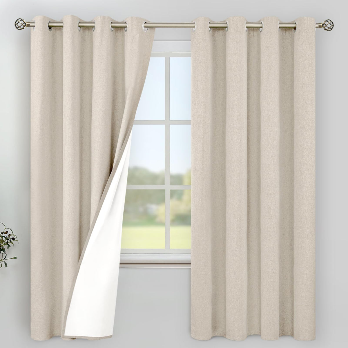 YoungsTex Black Blackout Curtains for Bedroom, Thermal Drapes Heat Blocking