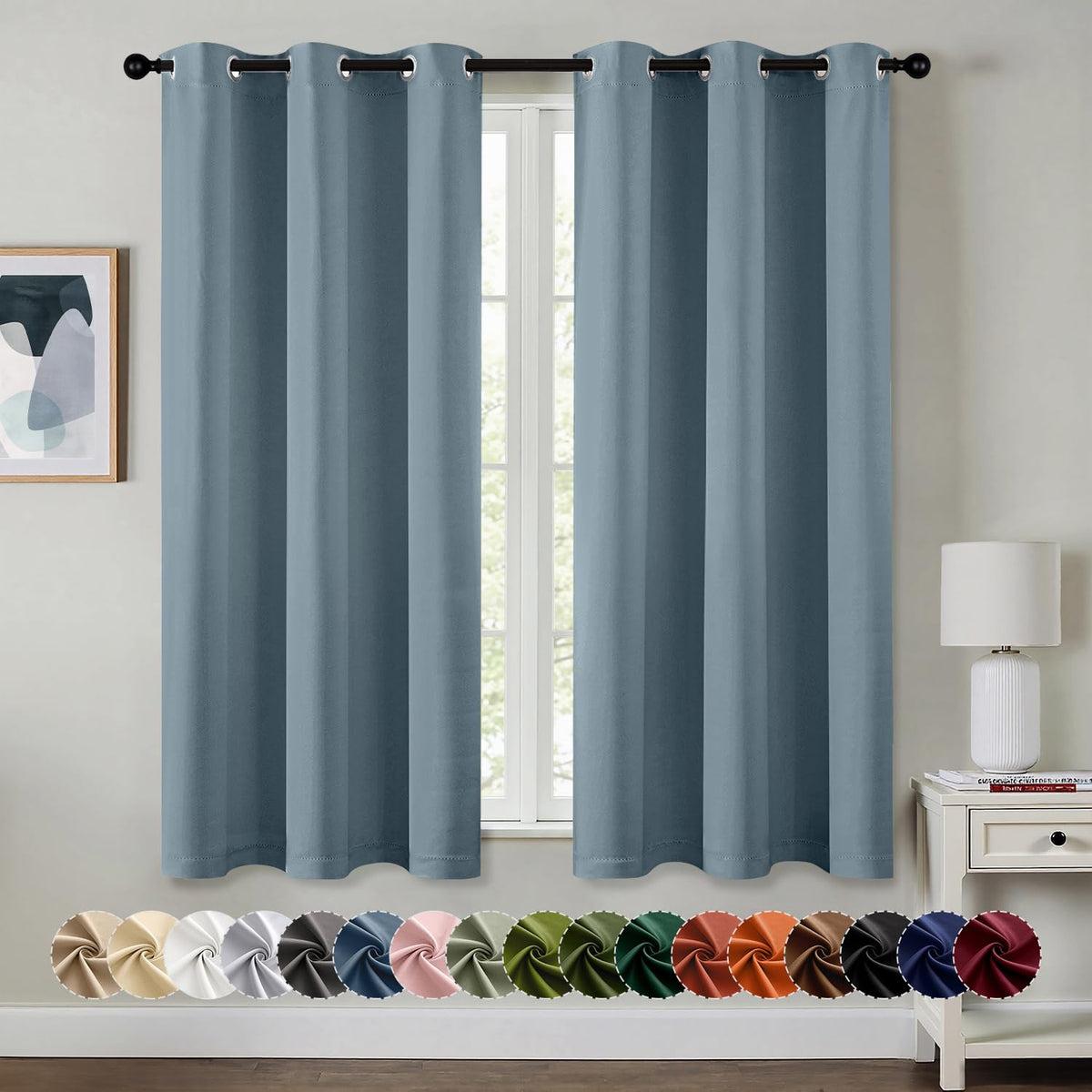 MIULEE Blackout Curtains for Bedroom 2 Panels 40 x 63 Inch Long Pink