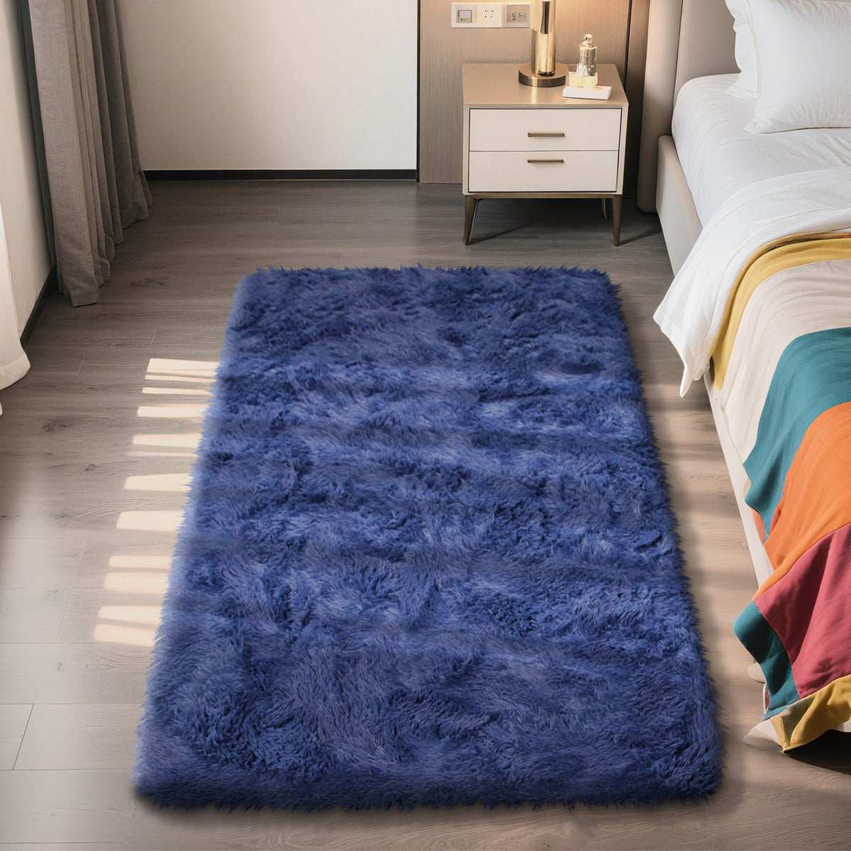8x10 Fluffy Area Rugs for Living Room,Black Large Shag Area Rug for Bedroom