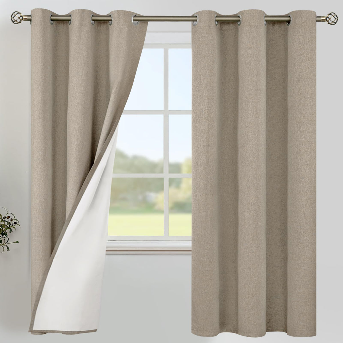 YoungsTex Black Blackout Curtains for Bedroom, Thermal Drapes Heat Blocking