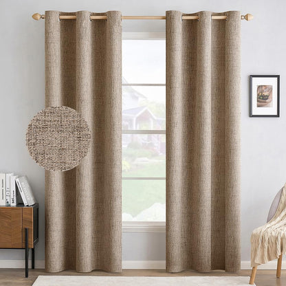 MIULEE 100% Blackout Linen Curtains for Bedroom 52x84 Inches Natural Beige