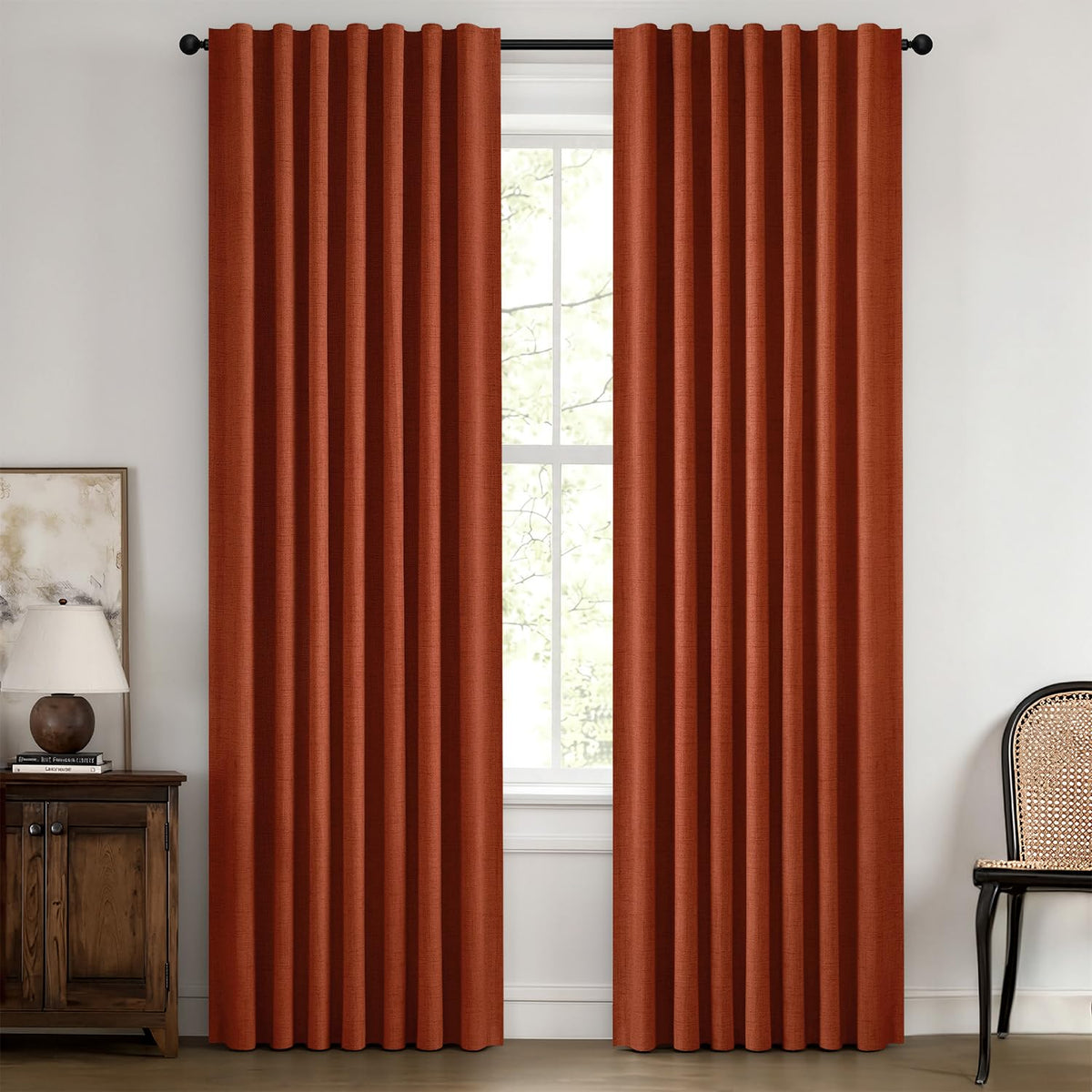 MIULEE 100% Blackout Linen Curtains for Bedroom 42 x 84 Inch Ivory 2 Panels