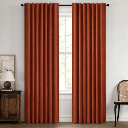 MIULEE 100% Blackout Linen Curtains for Bedroom 42 x 84 Inch Ivory 2 Panels