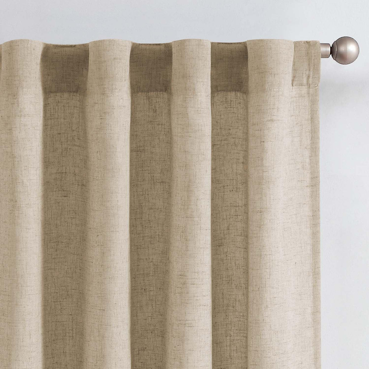 jinchan Linen Curtains Light Filtering Back Tab 50x96 Inch 2 Panels Beige
