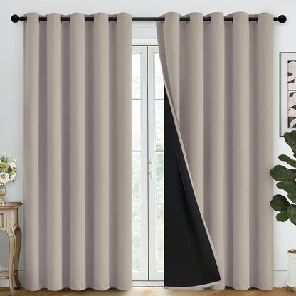 SimpleHome Cream 100% Blackout Curtains Room Darkening Living Room 84 Inch