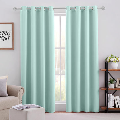 HOMEIDEAS Blackout Curtains for Bedroom 52 X 84 Inch Long 2 Panels Set Light Grey/Gray Room Darkening Curtains/Drapes, Soundproof Thermal Grommet Window Curtains for Living Room