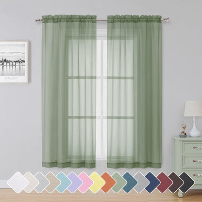 Simplebrand Black Sheer Curtains 84 Inches Long 2 Panels for Living Room