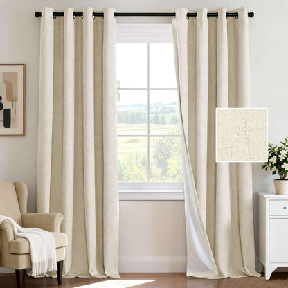 H.VERSAILTEX 100% Blackout Curtains for Bedroom 84 Inches Long Grommet Linen Face Full Light Blocking Curtain Drapes for Living Room Thermal Linen Look Curtains 2 Panels Set, 52" W x 84" L, Navy