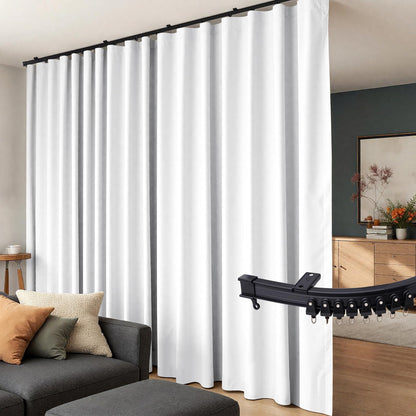 Room Divider Curtains Flexible Ceiling Tracks Set Curtain Track Ceiling Mount Blackout Curtain for Living Room Bedroom Ceiling Curtain Rod Privacy Dividers Panels W100 x H84 Black Drape & Black Rail