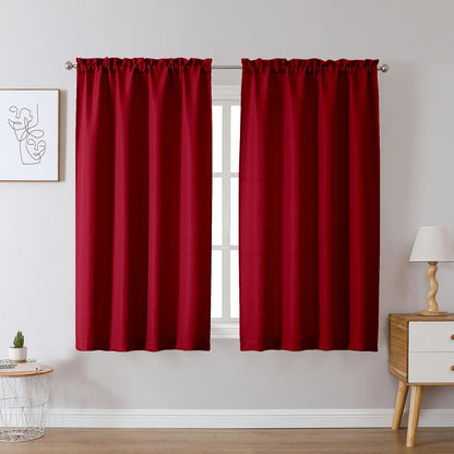 Chyhomenyc White Curtains 45 Inch Length 2 Panels, Faux Linen Textured