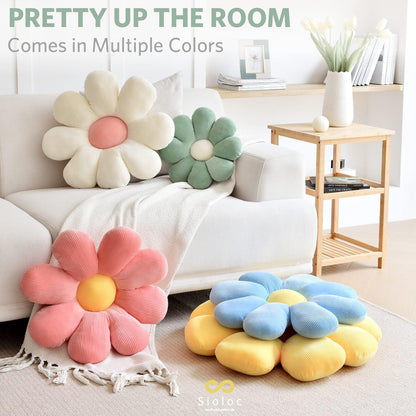 Sioloc Flower Pillow Shaped Throw Pillow Butt Cushion Flower Floor Pillow,Seating Cushion,Cute Room Decor & Plush Pillow for Bedroom Sofa Chair(Green,15.7'')