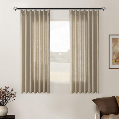 TWODRAPES Natural Pinch Pleated Linen Semi Sheer 84 Inch Curtains 2 Panels